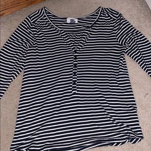 Old Navy white and navy striped shirt